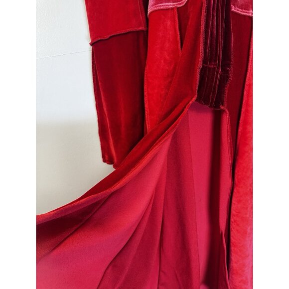 Blissninja OOAK Red Velour Patchwork Hooded Overcoat Elf Whimsigoth Fairy Grunge - Picture 8 of 14